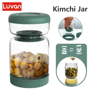 Glass Pickles Jar with Kimchi Container Separator