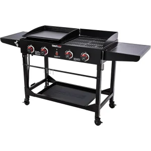 4-Burner Propane Gas Grill and Griddle Combo with Foldable Legs