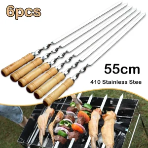 Large Barbecue Skewer with Wooden Handle